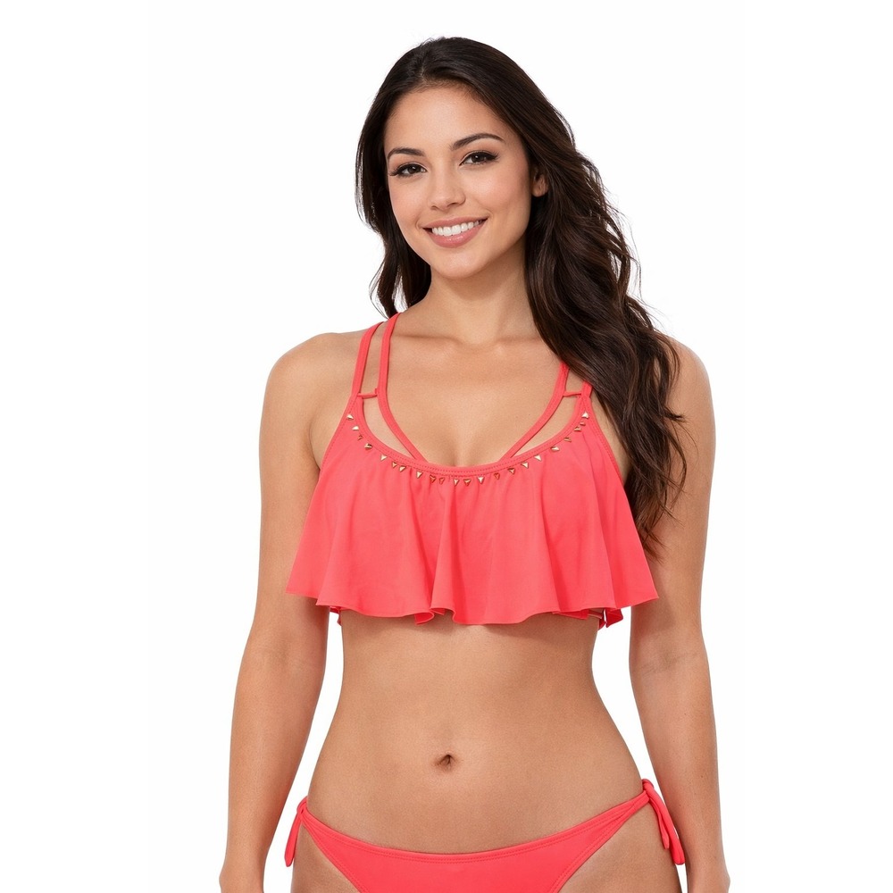 NWT Victoria Secret MEDIUM Orange Boned Strappy Padded Bikini Top